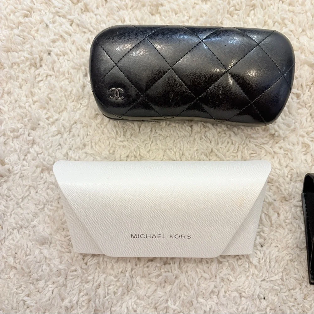 CHANEL Michael Kors YSL‎ Black Quilted Glasses Cases Lot of 4